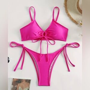 Hot Pink Tie-Side Bikini Set
